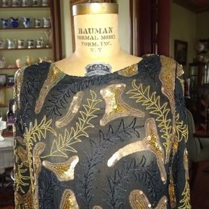 Midi Bronze, Gold & Black Beaded/Sequin dress